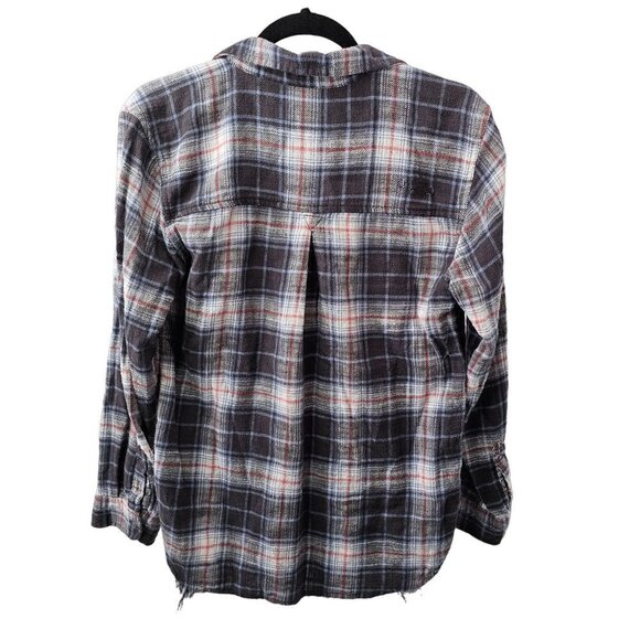 American Eagle Plaid Button Down Shirt Oversized Stretch Soft Cozy Fall Top - Picture 2 of 10